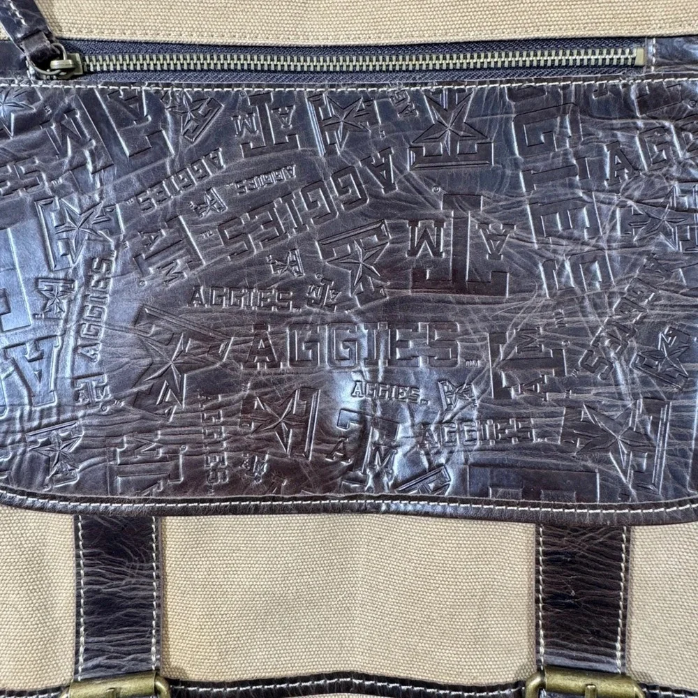 Fossil Texas A&M Aggies Leather Canvas‎ Backpack – Embossed Logo, Rare